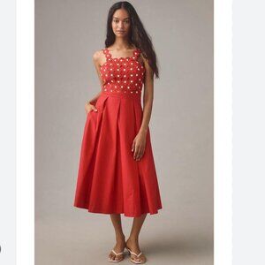 Brand New Maeve Crochet Halter Poplin Midi Dress